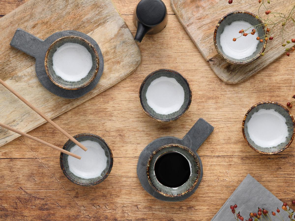 Dipschalenset 6 -Teilig. Cascade Steinzeug, Weiß/Blaugrau - Blaugrau/Weiß, Design, Keramik - Creatable