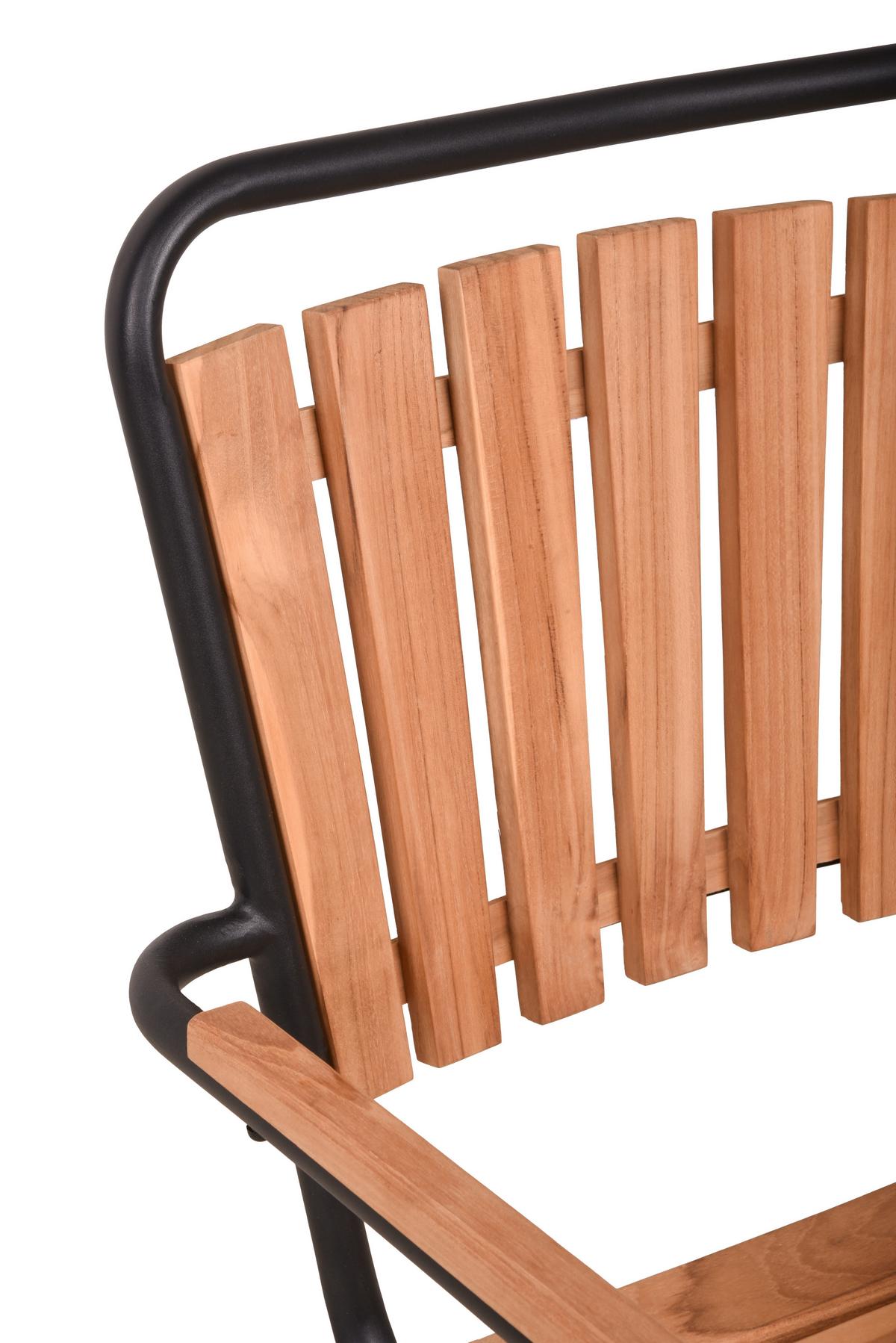 Gartenstuhl Covina - Schwarz/Braun, Basics, Holz/Metall (58/90/55cm) - Gardenson