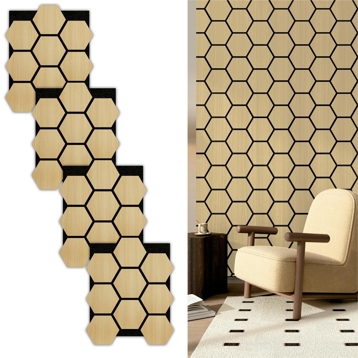 Akustikpaneel Sonido Hexagon - Hellbraun/Eichefarben, KONVENTIONELL, Holzwerkstoff/Kunststoff (76/57.4/1.8cm) - Novel
