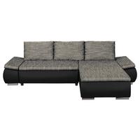 Ecksofa Acra Grau, Schwarz S:266x175cm - Chromfarben/Schwarz, Design, Textil (266/175cm) - Livetastic