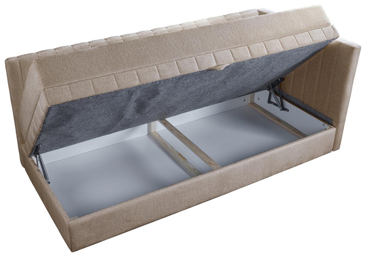 Schlafsofa Roma - Hellbraun/Schwarz, Design, Textil (212/83/99cm) - MID.YOU