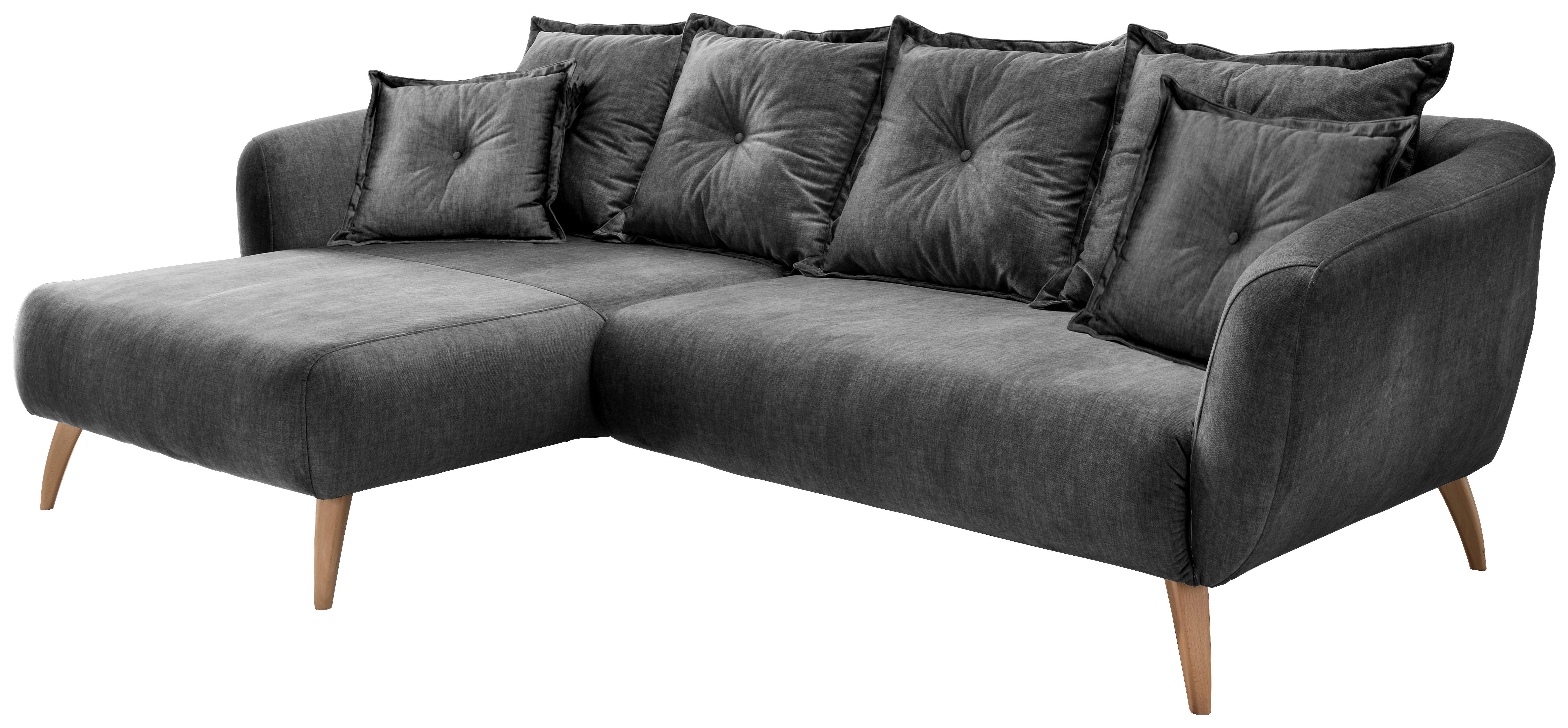 Ecksofa Baggio Grau S: 162/277 cm - Buchefarben/Grau, MODERN, Holz/Textil (162/277cm) - Livetastic