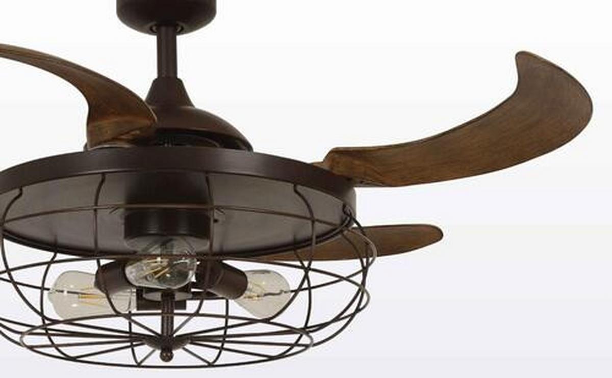 Deckenventilator Fanaway Industri 4-Flügel, Led-Leuchte - Walnussfarben/Bronzefarben, Design, Kunststoff/Metall (122/50cm) - P & B