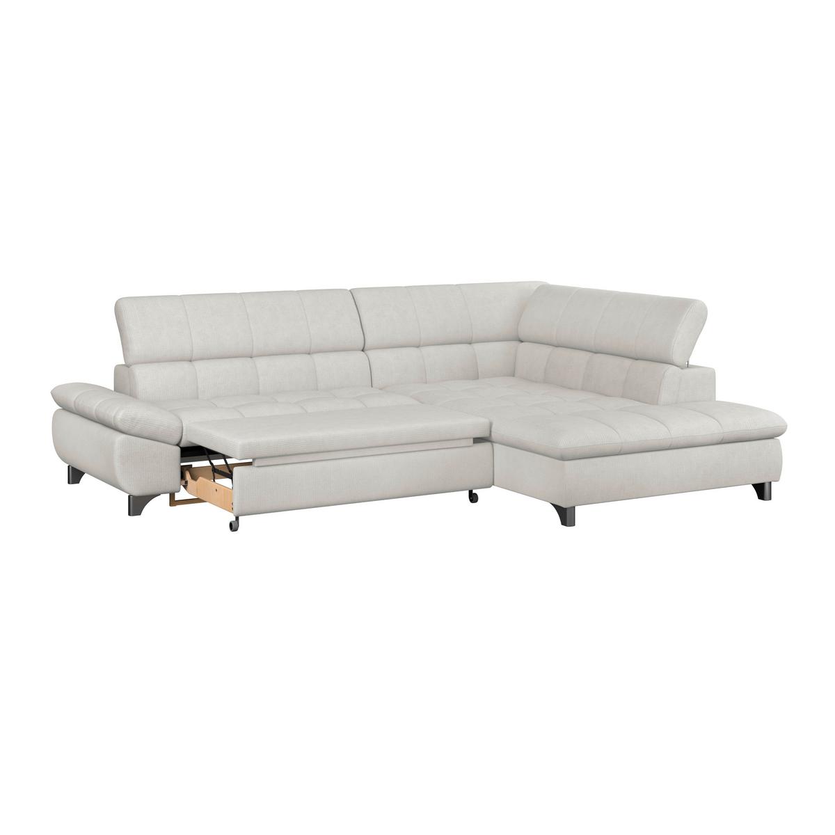 Ecksofa Mit Schlaffunktion Gemini Creme 312x234 Cm - Chromfarben/Creme, KONVENTIONELL, Textil (312/234cm)