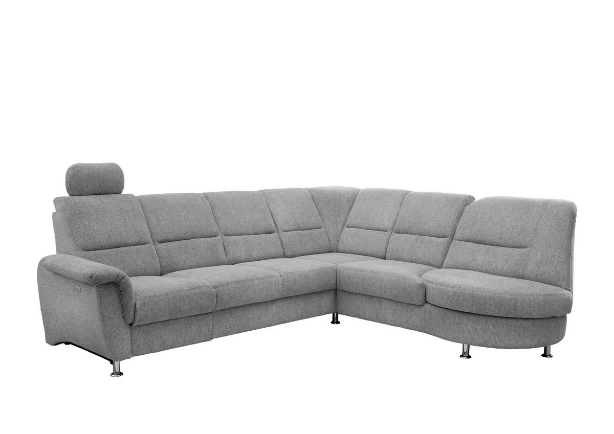Ecksofa mit Relaxfunktion Parole Silberfarben Chenille - Chromfarben/Silberfarben, MODERN, Textil (275/236cm) - Livetastic