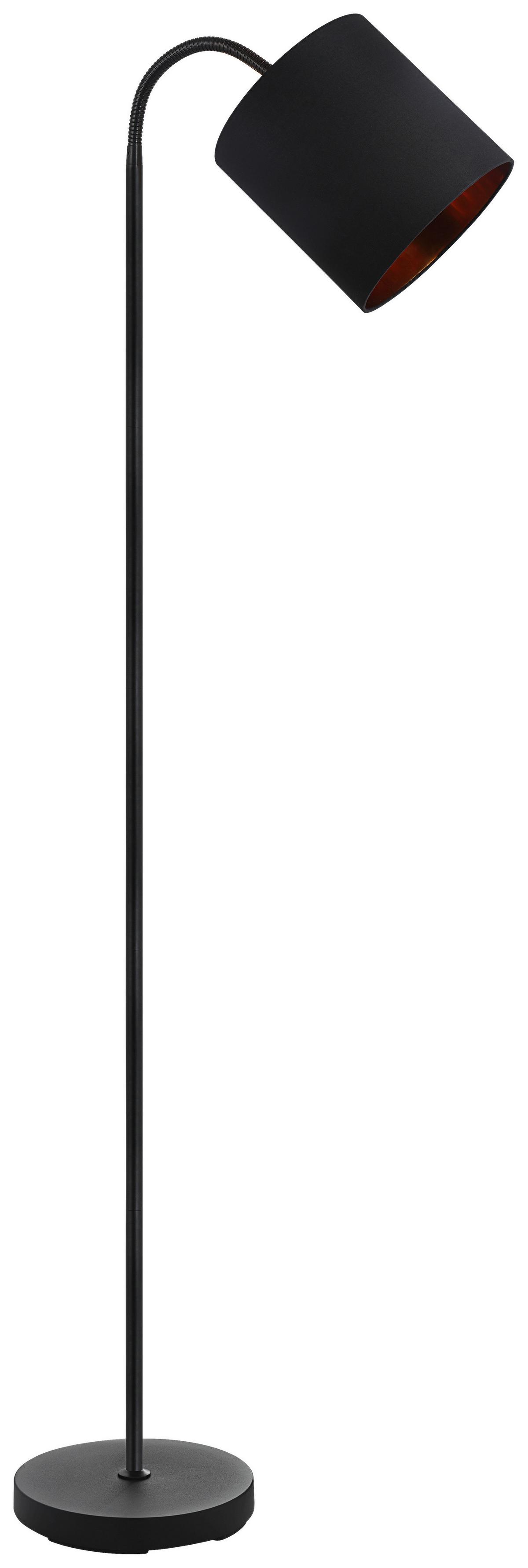 Stojací svítidlo Goldi, E27 max. 25W - černá/barvy zlata, Moderní, kov/textil (22/20/173cm) - Mömax