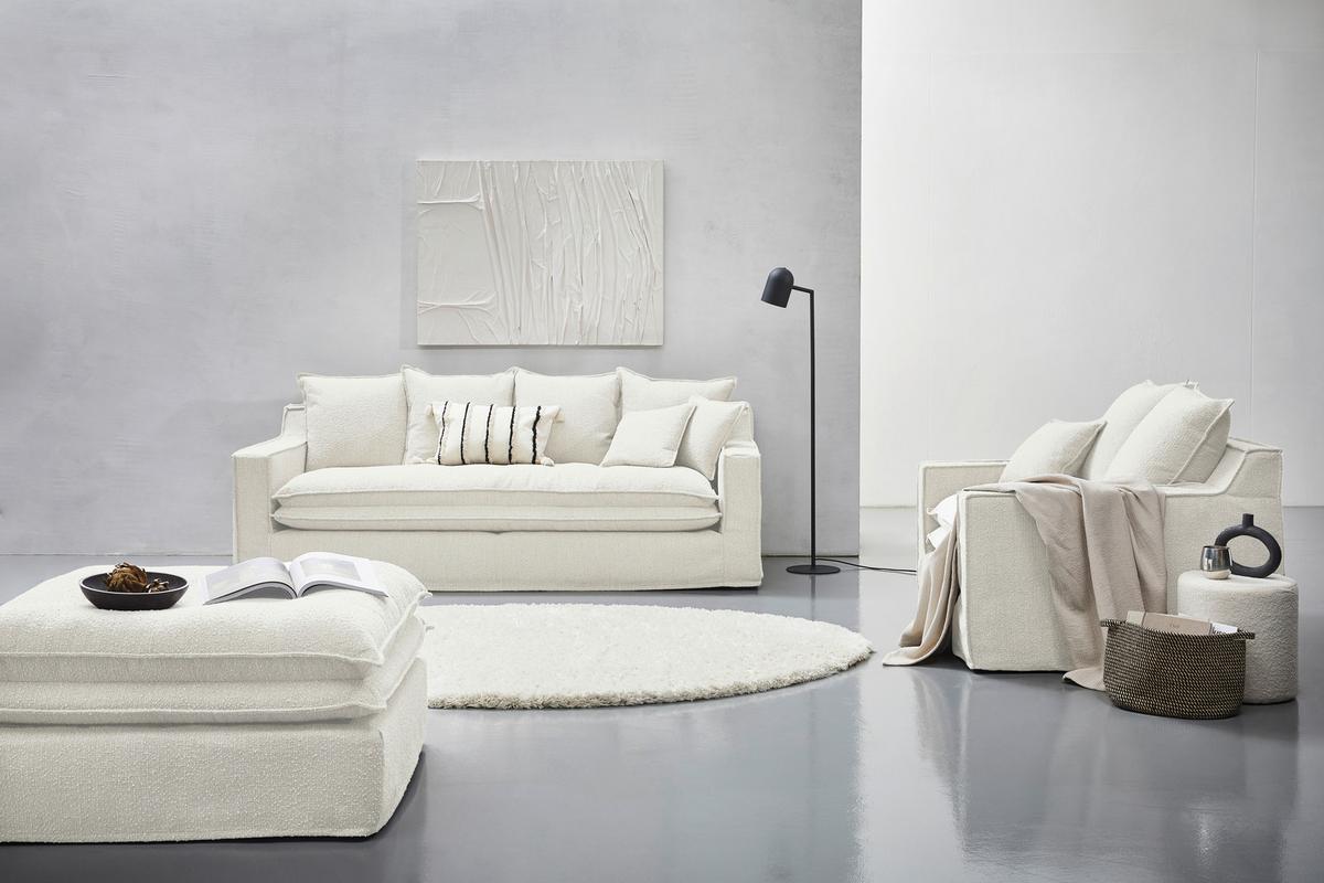 Hocker Aurora - Schwarz/Weiß, Trend, Textil (90/46/105cm) - Livetastic