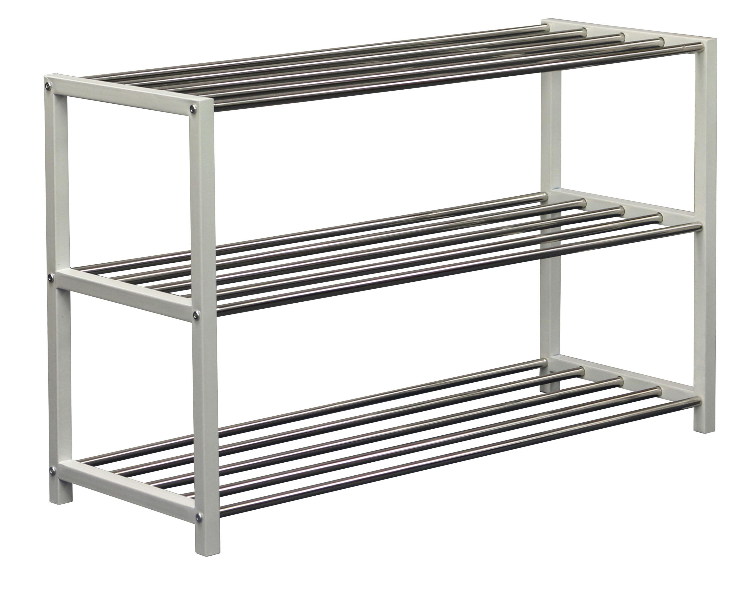 Cipőtároló Paris - Króm/Fehér, modern, Fém (80/50/30cm)