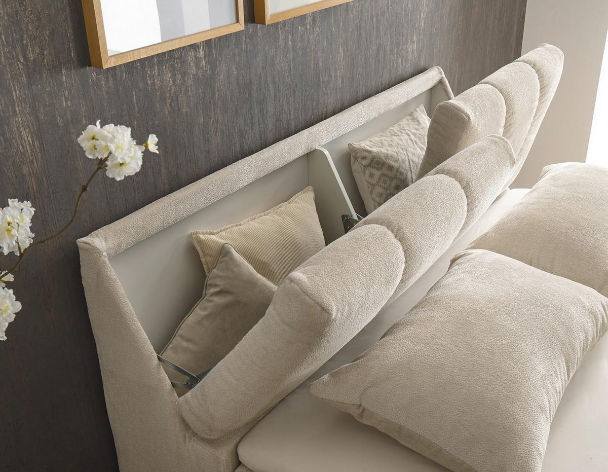 Boxbett Mit Topper & Bettkasten 160x200 Valencia - Beige/Schwarz, MODERN, Holzwerkstoff/Textil (160/200cm) - MID.YOU