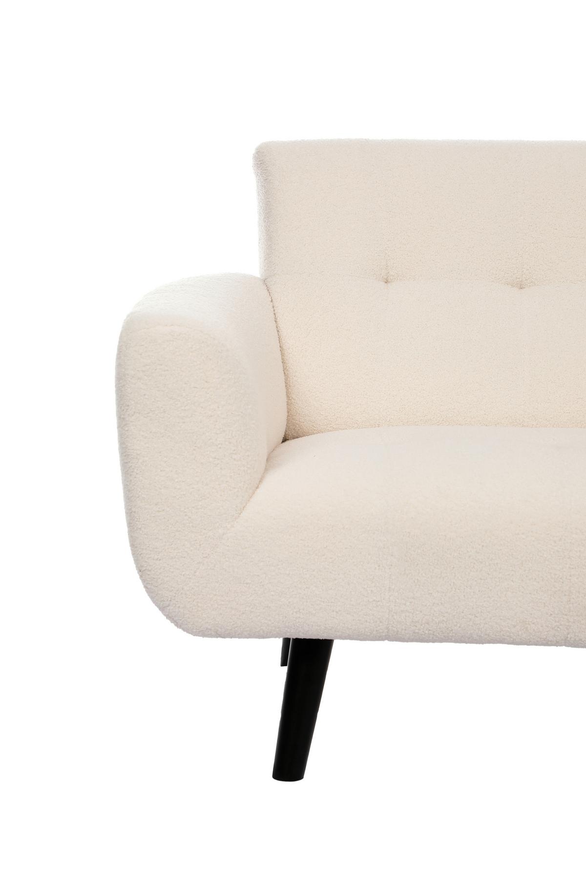 Ecksofa Stockholm Teddy Weiß, B: 183 cm - Schwarz/Weiß, MODERN, Holz/Textil (183/82/82cm)