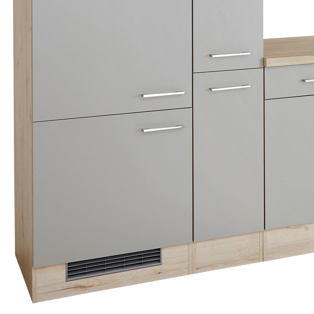 Küchenzeile Riva mit Geräten 310 cm Champagner/Eiche Dekor - Eichefarben, MODERN, Holzwerkstoff (310cm) - FlexWell