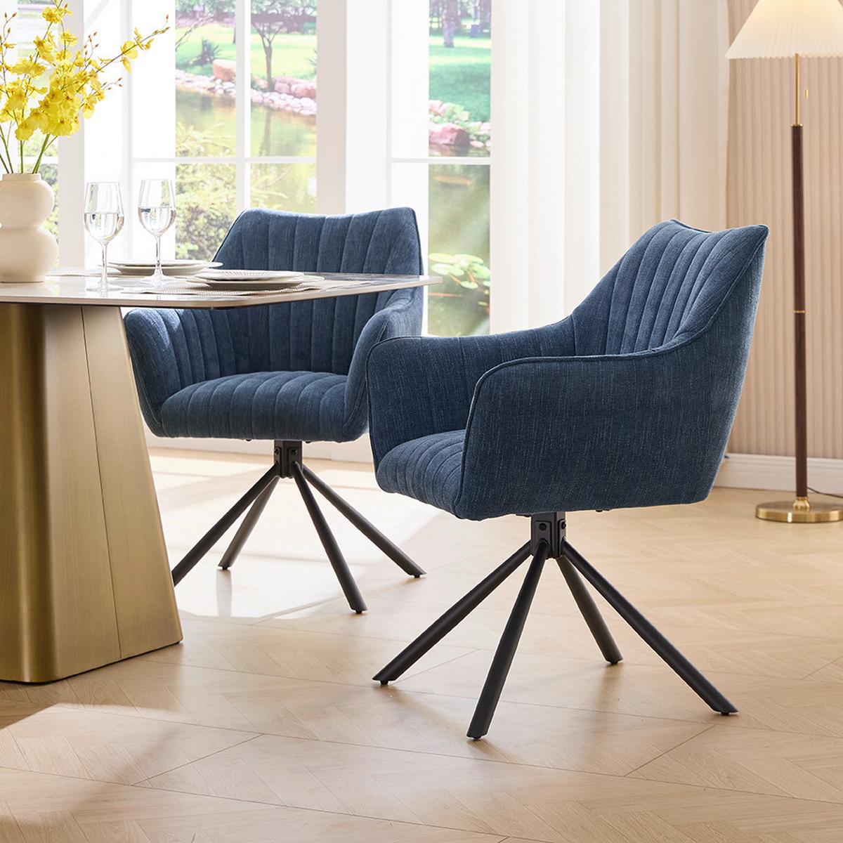 STOLIČKA S PODRÚČKAMI TRIENT - modrá/čierna, Modern, kov/textil (63/88/62cm) - Premium Living