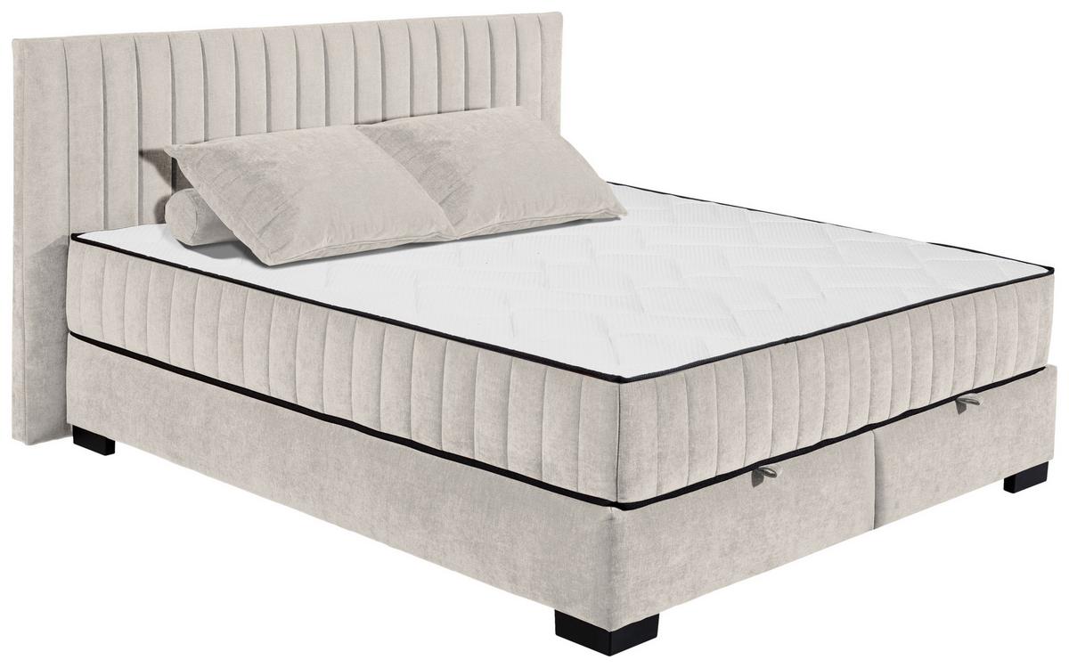 Boxbett Nagol C - Beige/Schwarz, MODERN, Holzwerkstoff/Textil (180/200cm) - MID.YOU