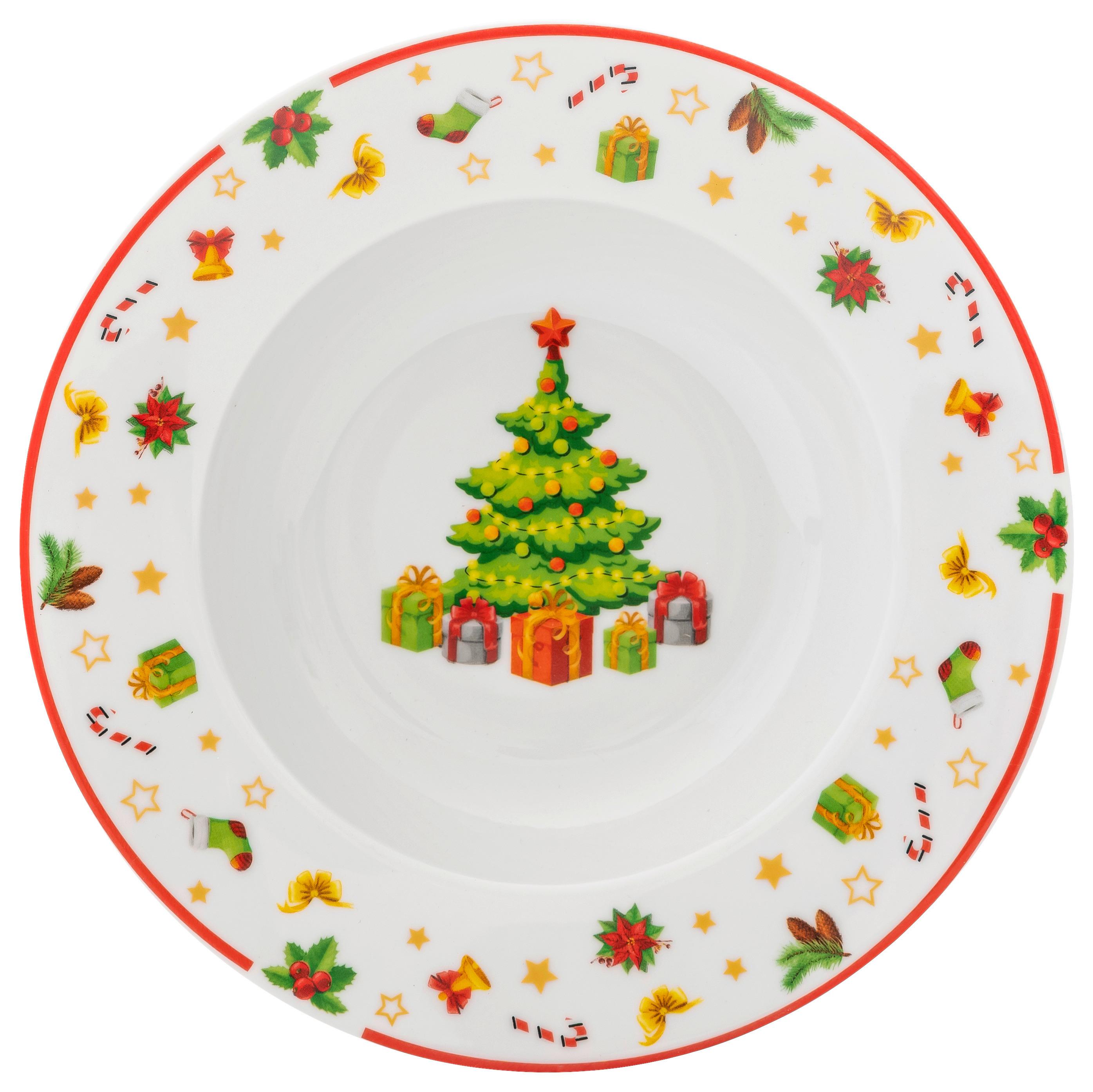 Suppenteller Doro Weihnachtsdesign D: ca.21,6 cm - Rot/Weiß, Design, Keramik (21,6/3,7cm) - Luca Bessoni