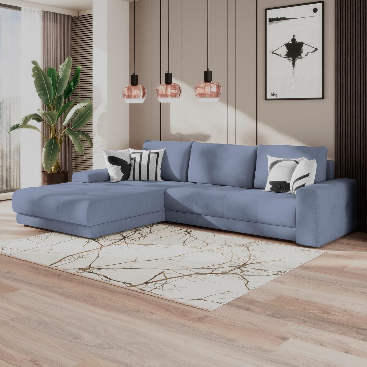 Ecksofa Adria Blau S: 213x308 cm - Blau, Trend, Textil (213/208cm) - Luca Bessoni