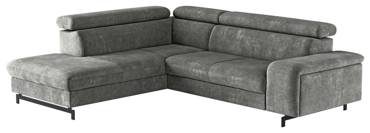 Ecksofa mit Bettkasten Emma Grau 215x262 cm - Schwarz/Grau, Textil (215/262cm) - MID.YOU