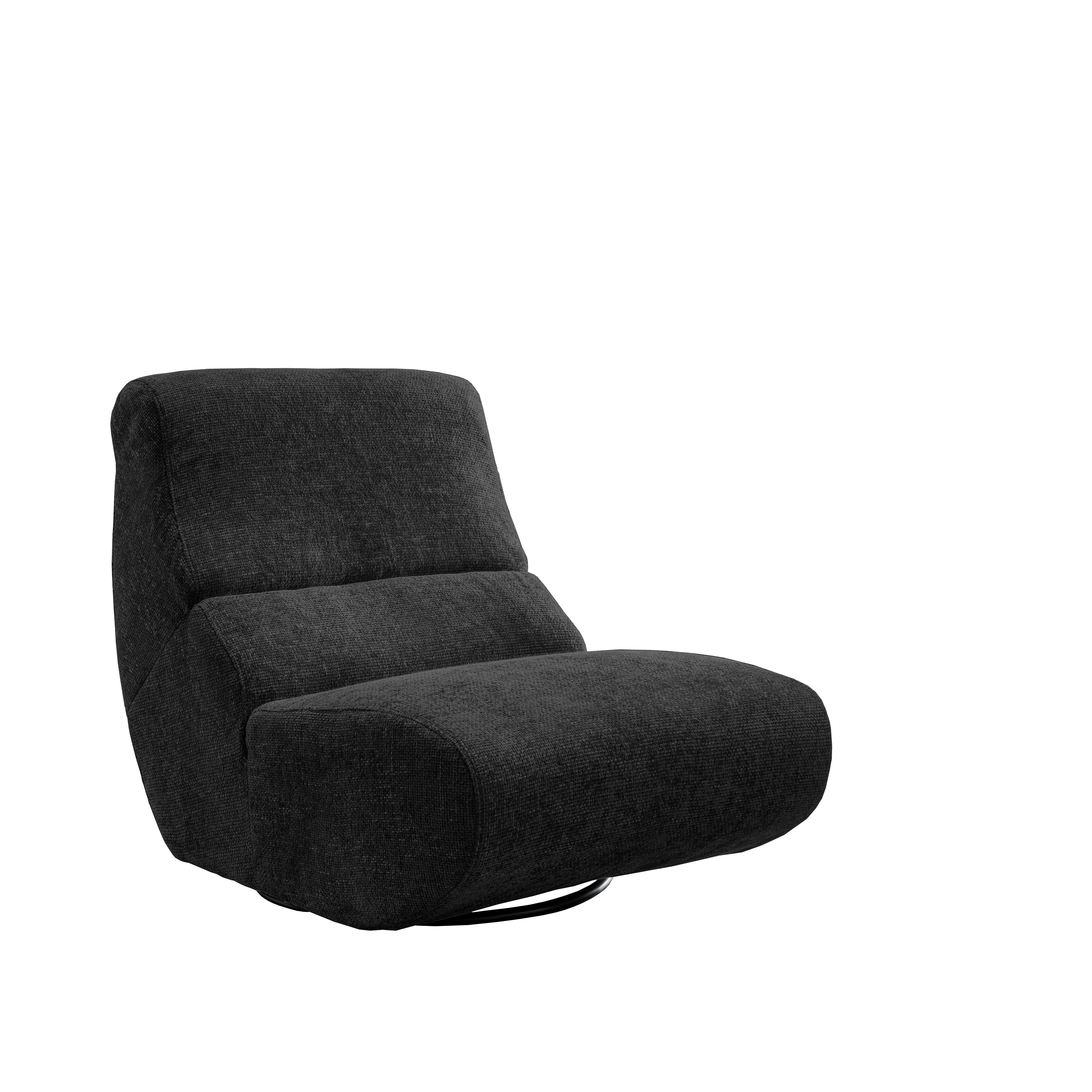 Sessel Lucera Schwarz 360° drehbar, B: 74 cm - Schwarz, Design, Textil (74/85/105cm) - Livetastic