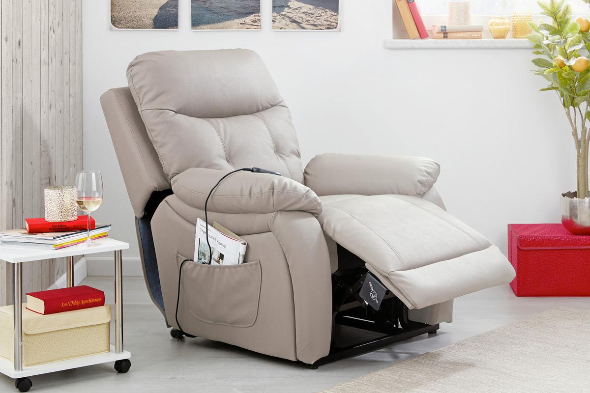 Relaxačné kreslo MARIO, sivá, kožený vzhľad - čierna/sivá, Konventionell, kov/textil (89/107-79/94-165cm) - James Wood