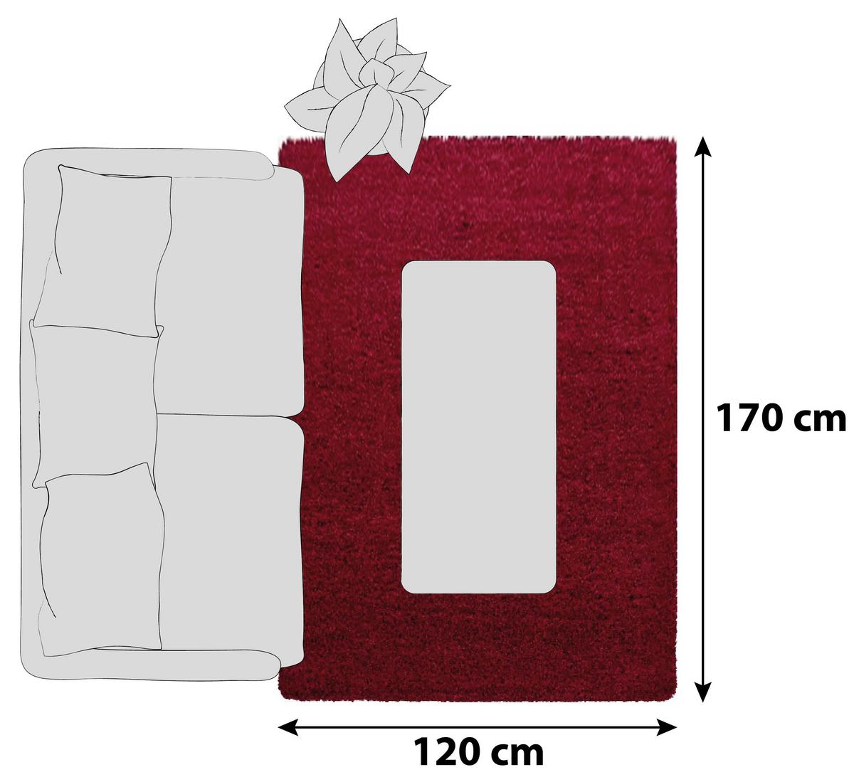 Koberec s vysokým vlasem 120x170 cm - červená, Konvenční, textil (120/170cm) - Novel