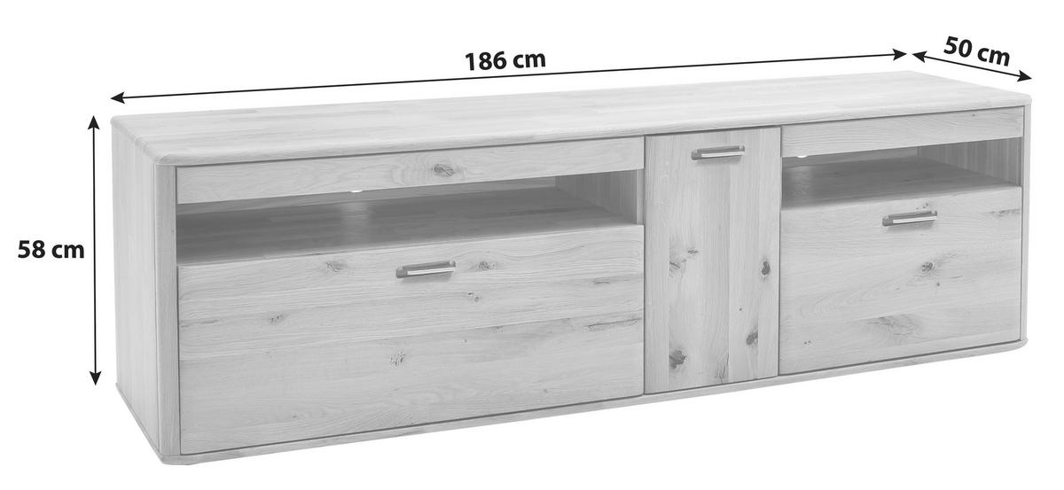 TV-Element Ravello B: 186 cm Eiche Dekor - Eichefarben, Design, Holz (186/58/50cm) - Livetastic
