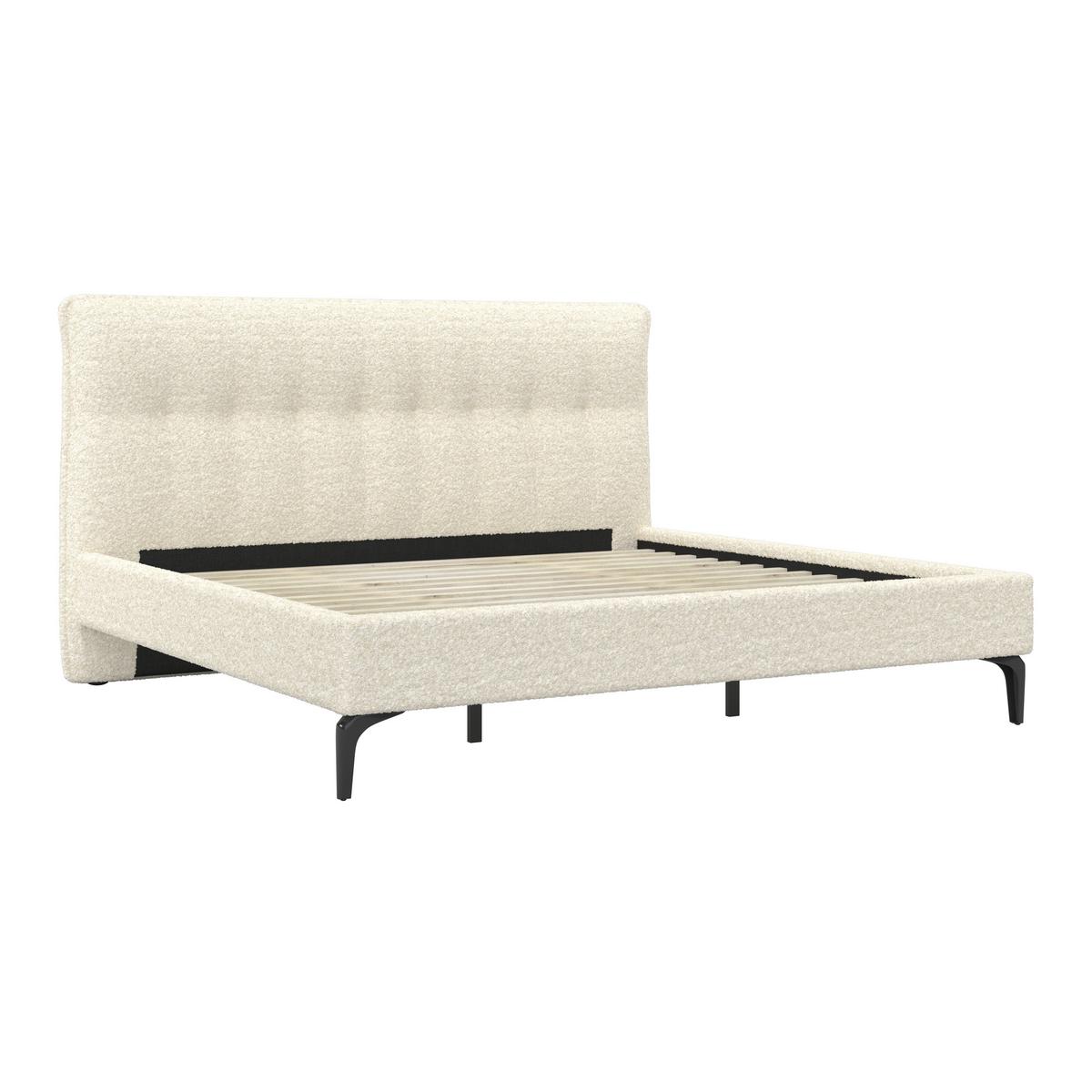 Čalúnená posteľ CLEA 180x200, krémová - svetlohnedá/čierna, Modern, kov/drevo (180/200cm) - Bessagi Home