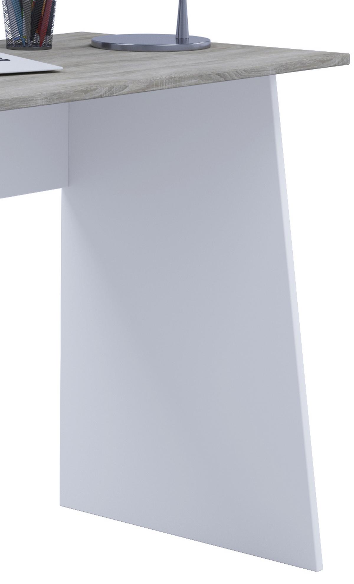 Schreibtisch B 110cm H 74cm Masola Maxi, Eiche Dekor/weiß - Weiß/Sonoma Eiche, Basics, Holzwerkstoff (110/50/74cm) - MID.YOU