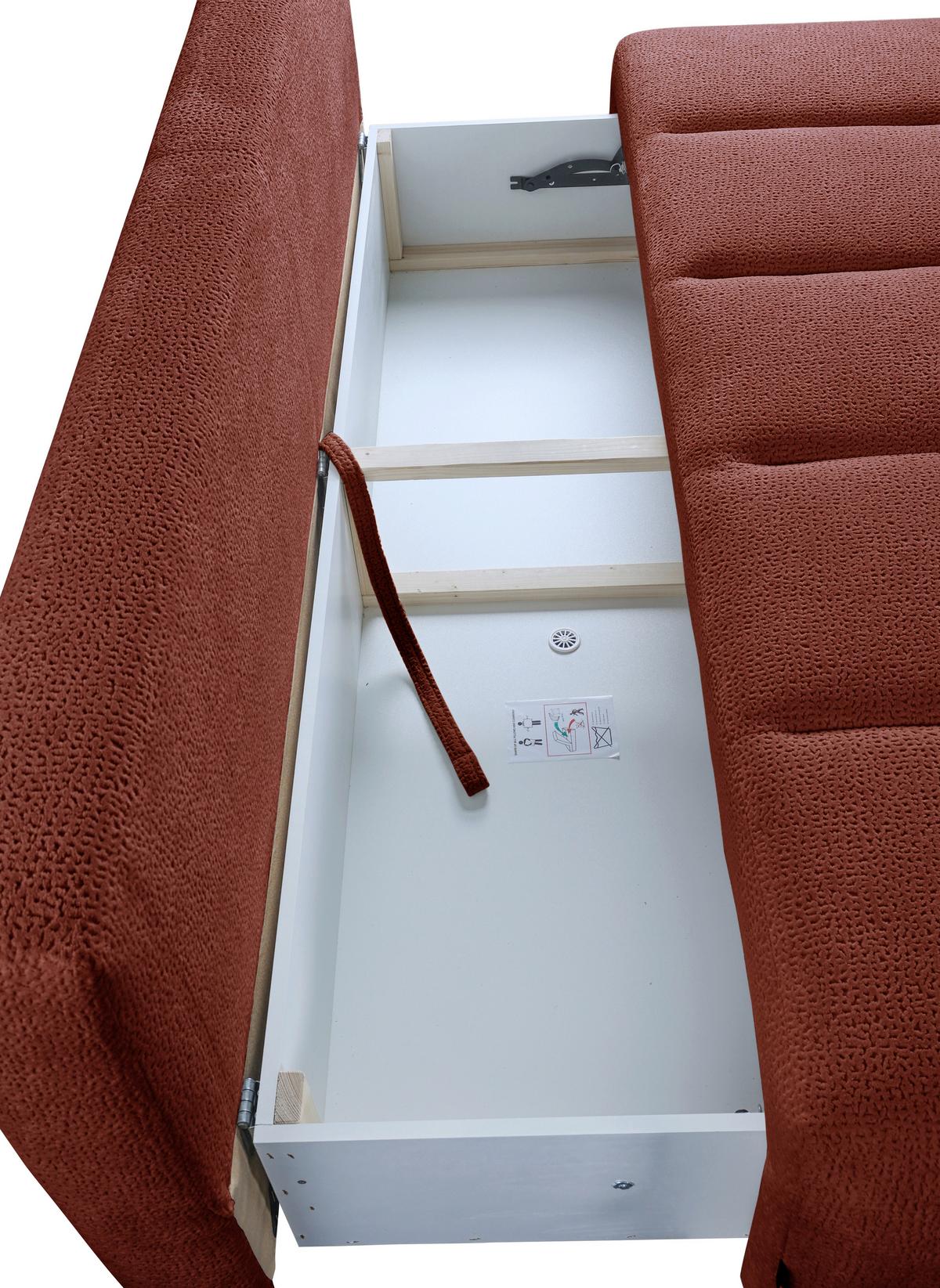 Schlafsofa Milo, Kupferfarben B: 209 Cm - Creme/Schwarz, Design, Holz/Holzwerkstoff (209/100/103cm) - MID.YOU