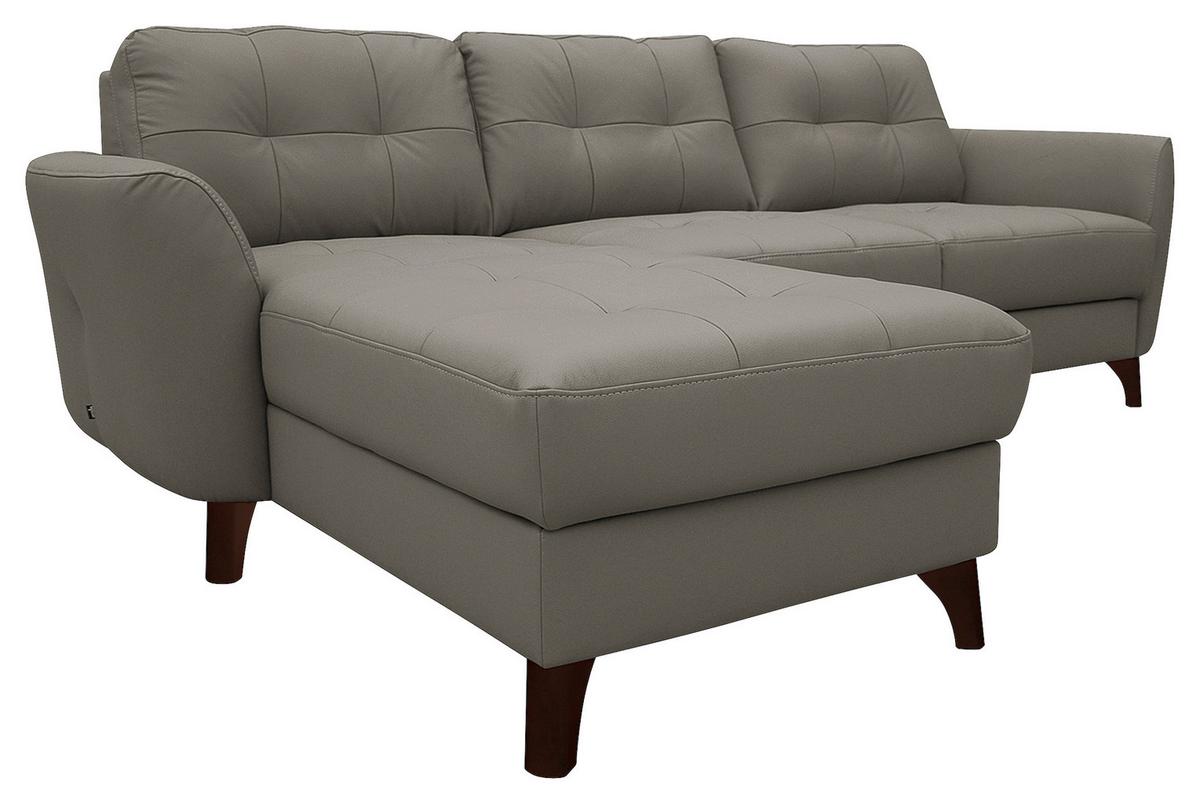 Ecksofa Nordic Schlammfarben S: 168x238 cm - Schlammfarben/Buchefarben, Design, Leder/Textil (168/238cm) - Livetastic