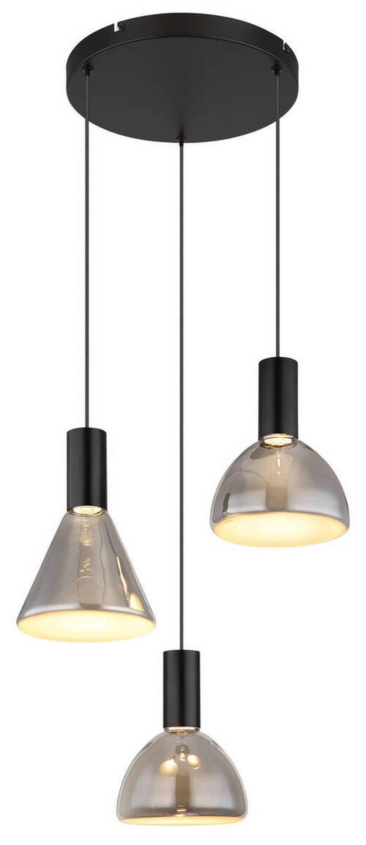 Led-hängeleuchte 15741-3 - Schwarz, Design, Glas/Metall (42/150cm) - Globo