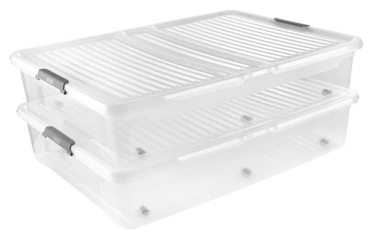 Unterbettroller Leo - Transparent, Basics, Kunststoff (77 cm/58 cm/16 cmcm)