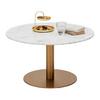 Konferenčný stolík BURSA 80 - zlatá/biela, Modern, kov/kameň (80/45cm) - Mömax