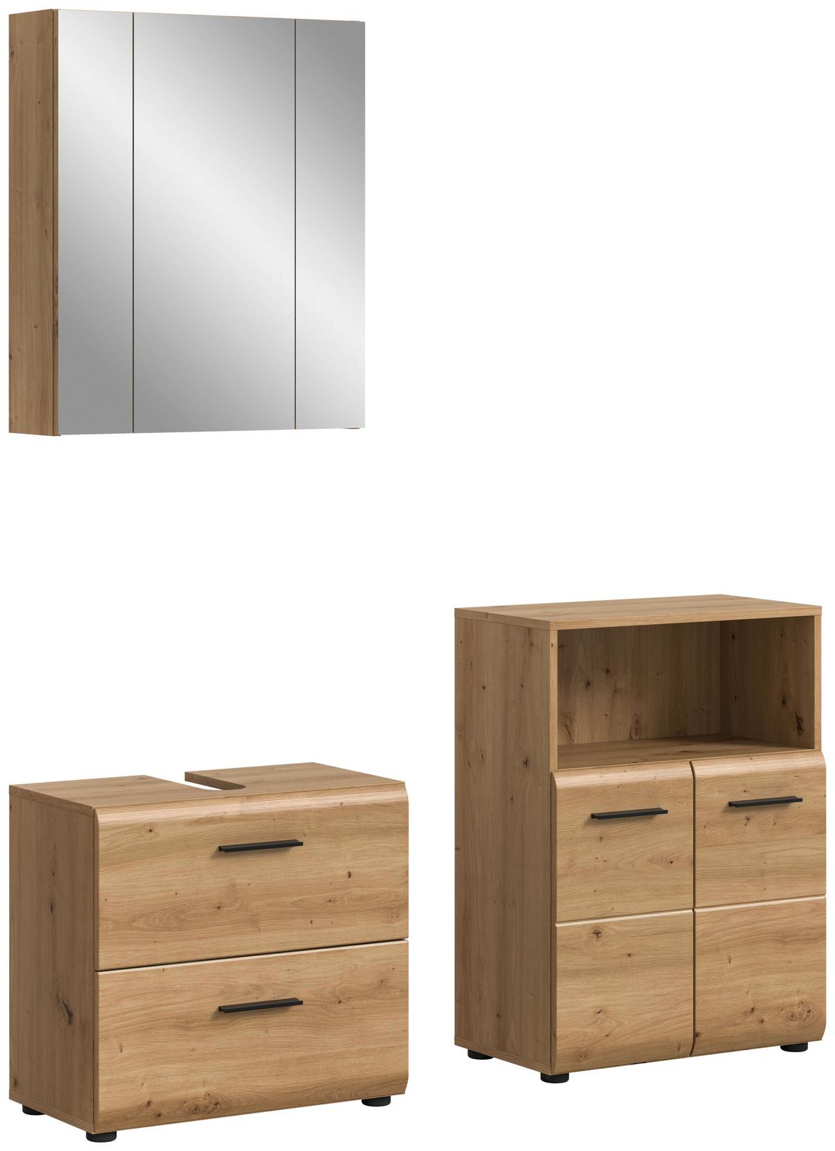 Badezimmer Ice Eiche Artisan Dekor B: 120cm - Schwarz/Eiche Artisan, Basics, Holzwerkstoff (120cm) - MID.YOU