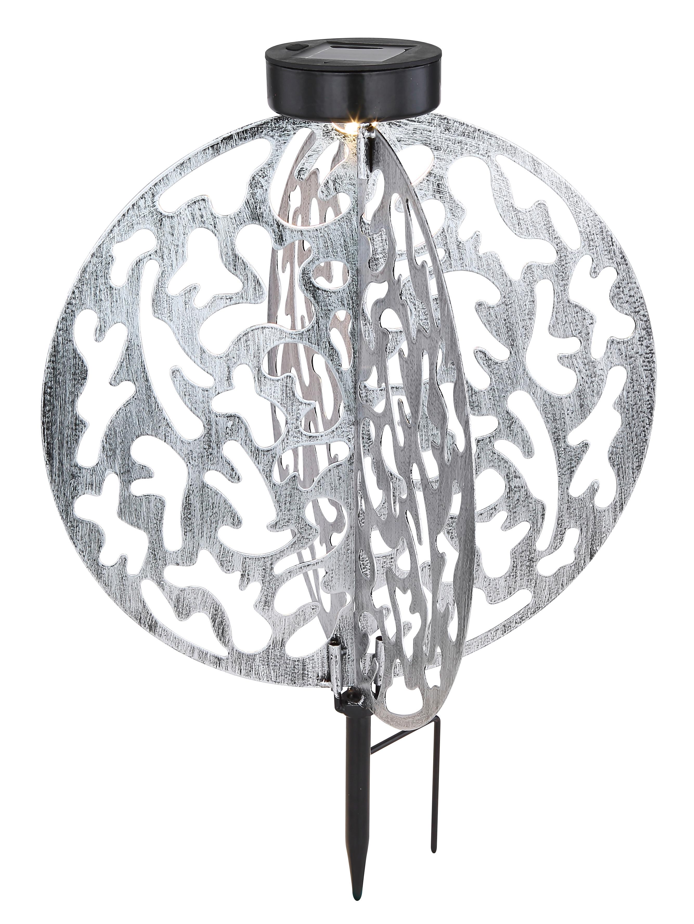 Solar-Dekoleuchte Silberfarben Schwarz 1x Warmweiß H: 41 cm - Silberfarben/Schwarz, Basics, Metall (30/30/41cm) - Globo