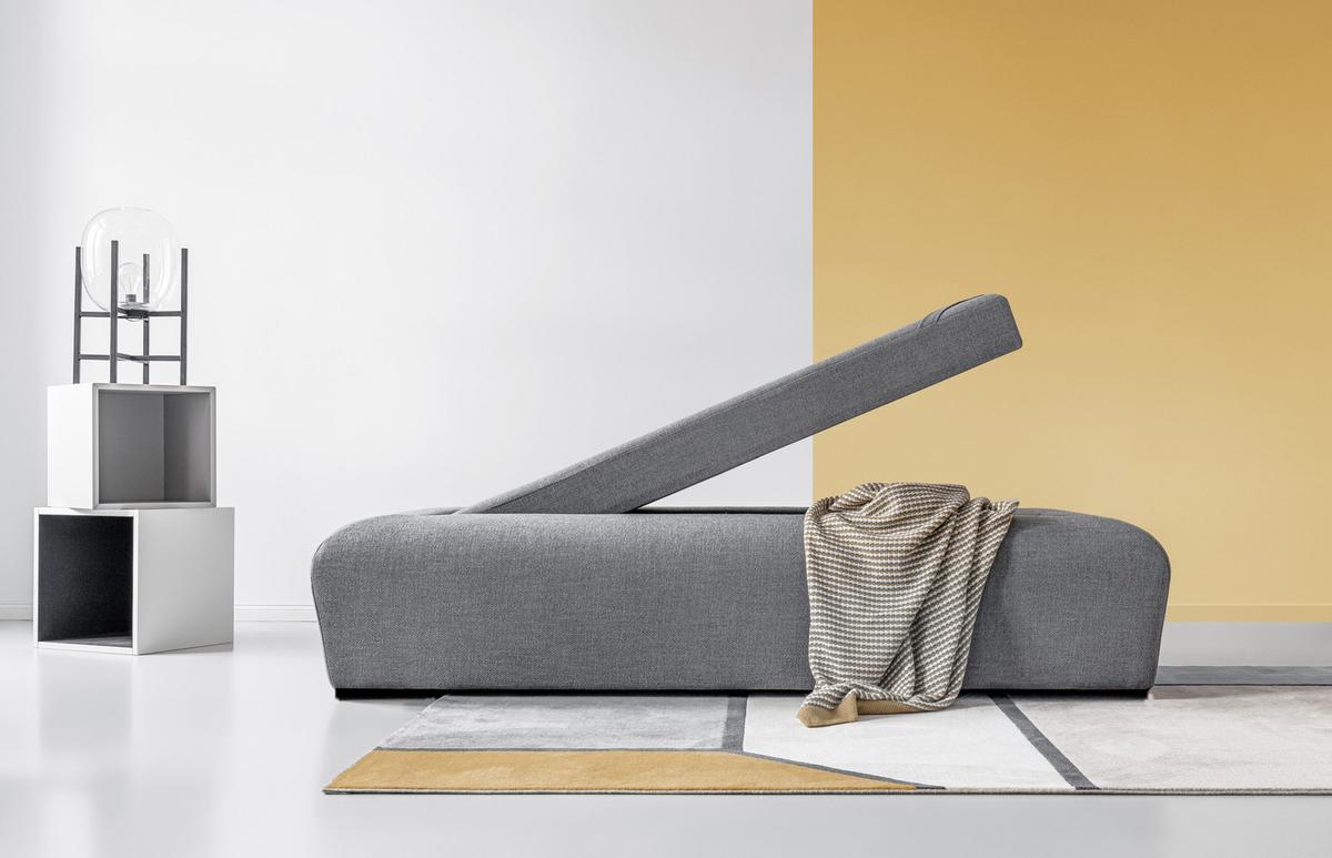 Modulární taburet s úložným prostorem MIU MAGIC, šedý - šedá, Basics, dřevo/kompozitní dřevo (192/44/97cm)