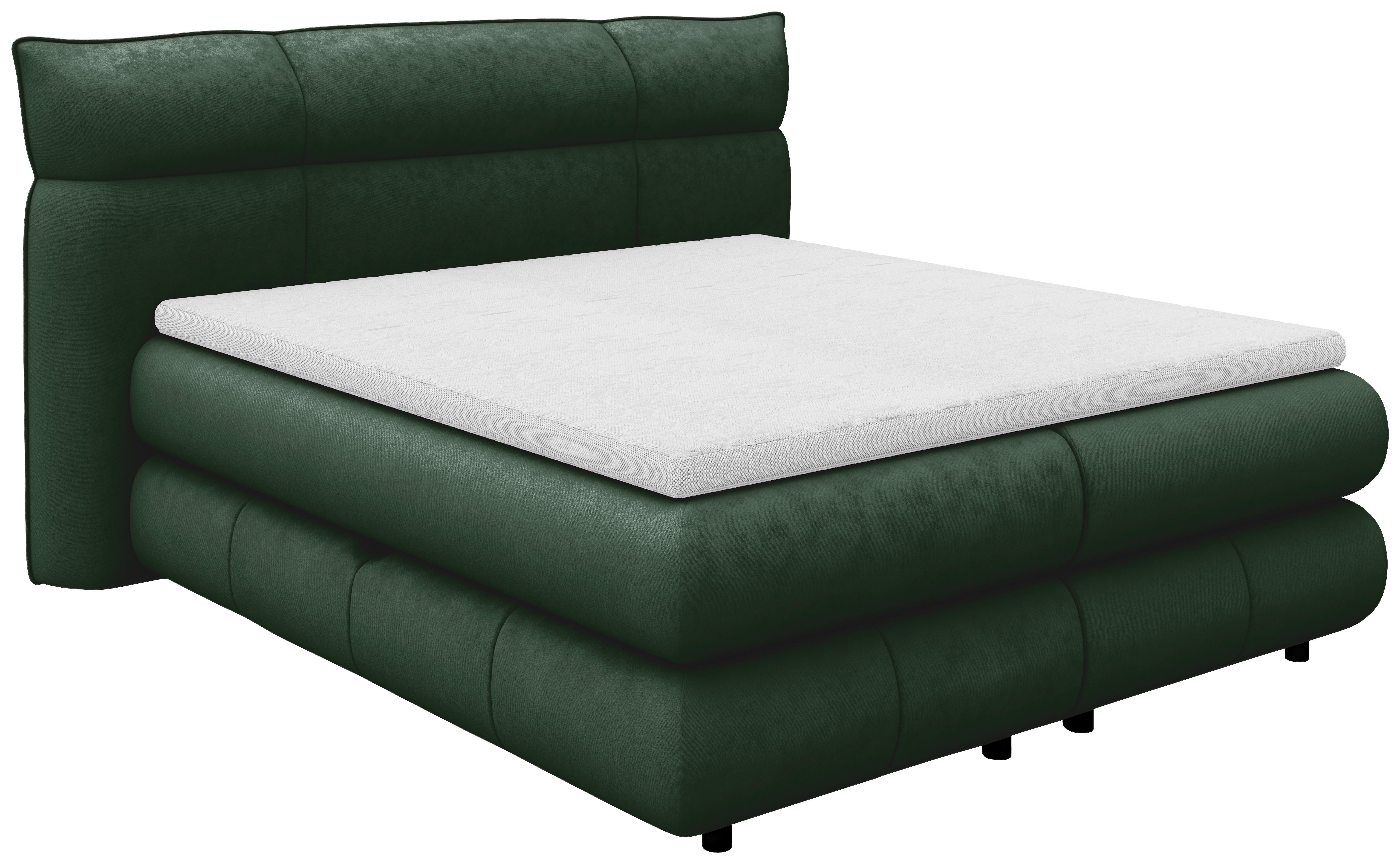 Boxspringbett Carmelo Dunkelgrün 180x200 cm - Beige/Schwarz, Trend, Textil (180/200cm)