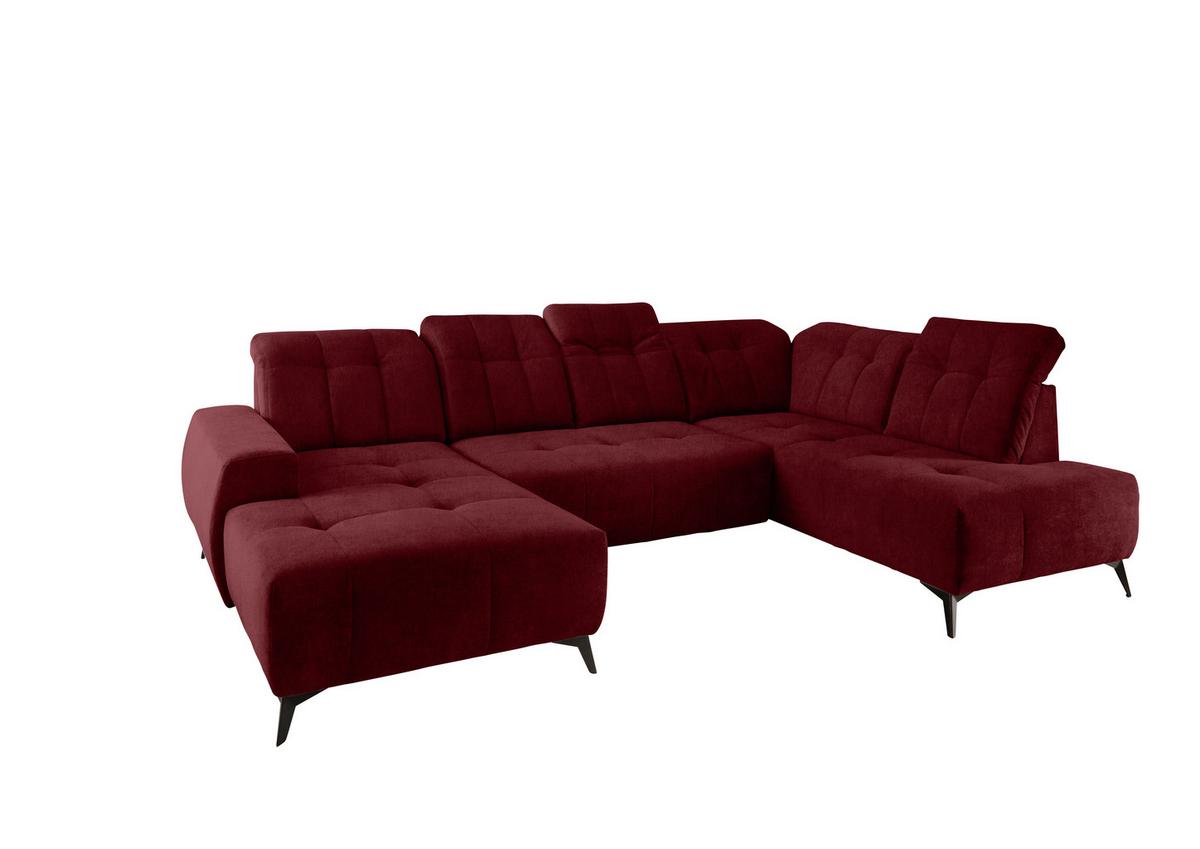 Ecksofa, Sitzvorzug Elektrisch Sano, Bordeaux, 180x337x200 cm - Bordeaux/Schwarz, MODERN, Textil (180/337/200cm) - Livetastic