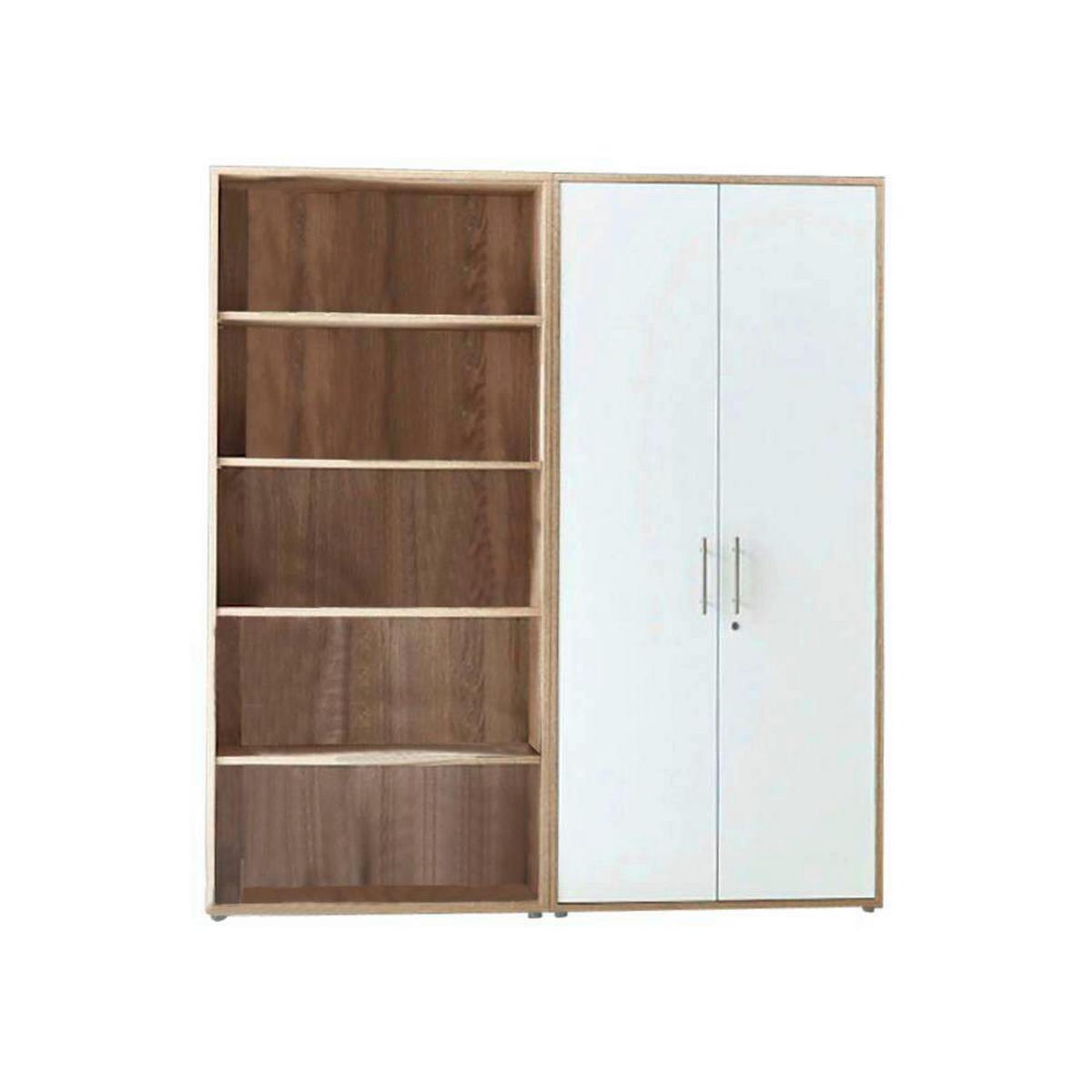 Aktenschrank Office Edition Eiche Dekor/Weiß Hg, B:168,8cm - Weiß Hochglanz/Sonoma Eiche, MODERN, Holzwerkstoff (168,8/185,6/33cm) - MID.YOU