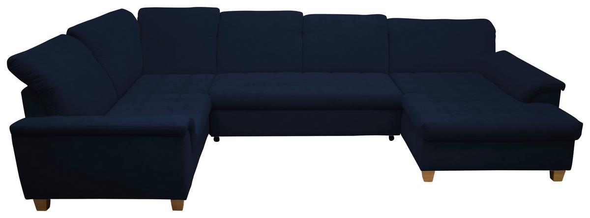 Wohnlandschaft Franzi Kopfteil verstellbar Blau - Eichefarben/Dunkelblau, KONVENTIONELL, Textil (214/352/170cm) - MID.YOU