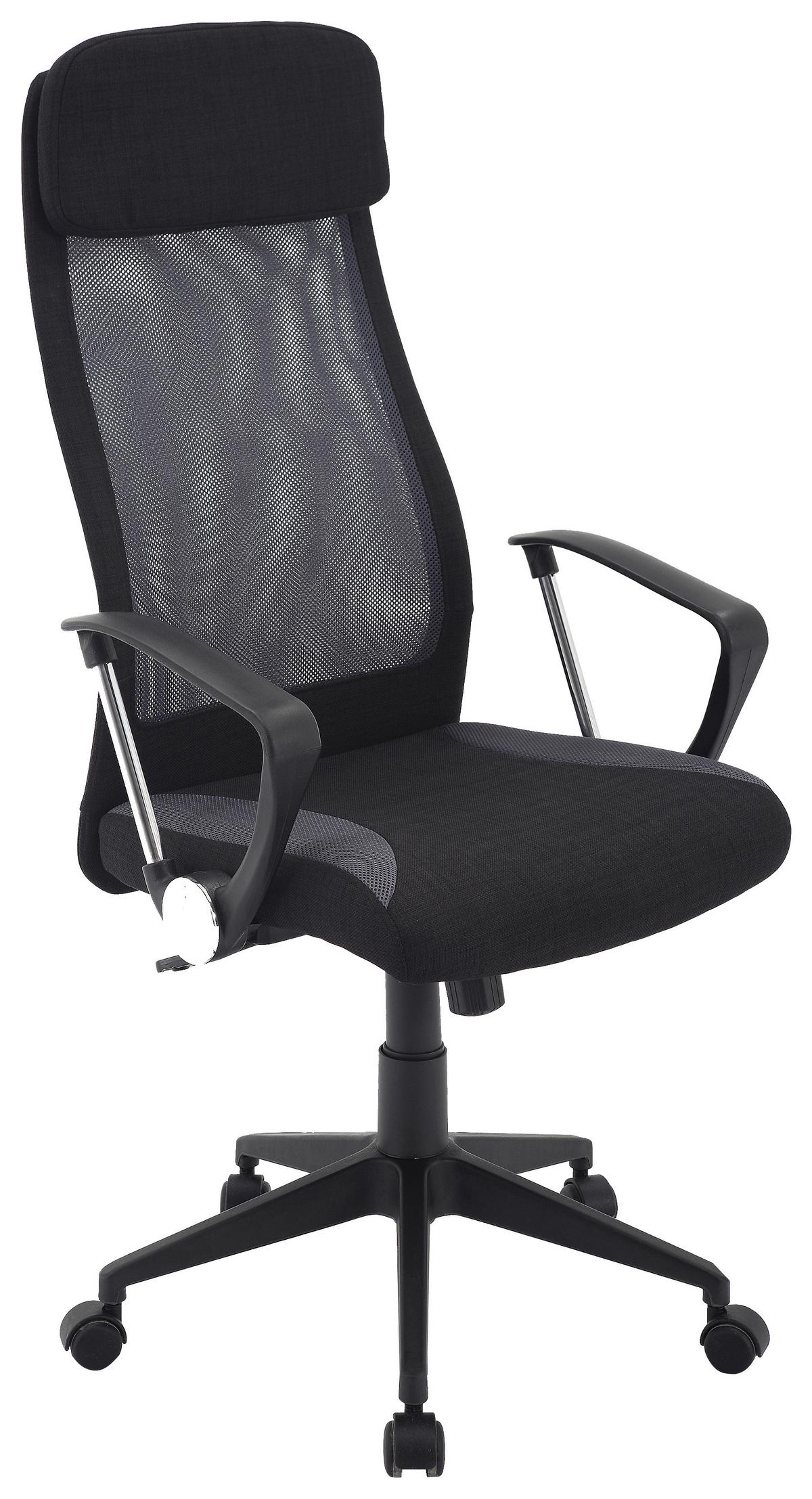 Bürostuhl Josh Mit Armstützen Grau/schwarz Bis 120 Kg - Schwarz/Grau, Design, Kunststoff/Textil (61/118-128/64cm) - MID.YOU