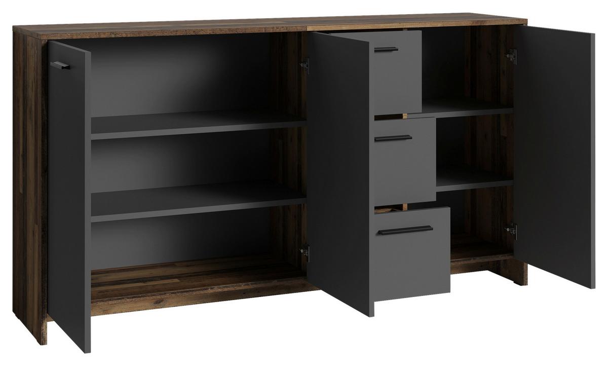 Sideboard Ben B: 153cm Anthrazit - Anthrazit/Eiche Artisan, MODERN, Holzwerkstoff (153/83/35cm) - MID.YOU