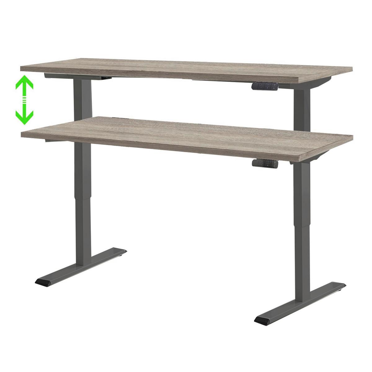 Schreibtisch Office Edition Anthrazit/Eiche Dekor L: 160cm - Anthrazit/Sonoma Eiche, MODERN, Holzwerkstoff/Metall (160/80/69-119cm) - MID.YOU