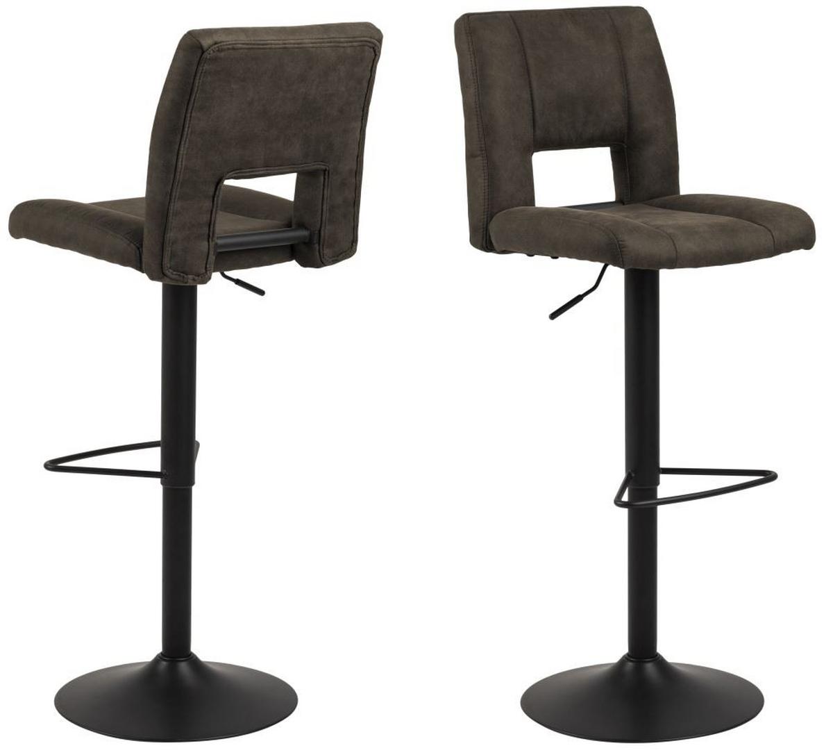 Barhocker höhenverstellbar mit Lehne Sylvia Anthrazit - Anthrazit/Schwarz, Design, Textil/Metall (41,5/94-115/52cm) - Carryhome