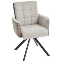 Armlehnstuhl Frida Grau drehbare Sitzfläche - Schwarz/Grau, MODERN, Holz/Textil (61/91/64cm) - Livetastic