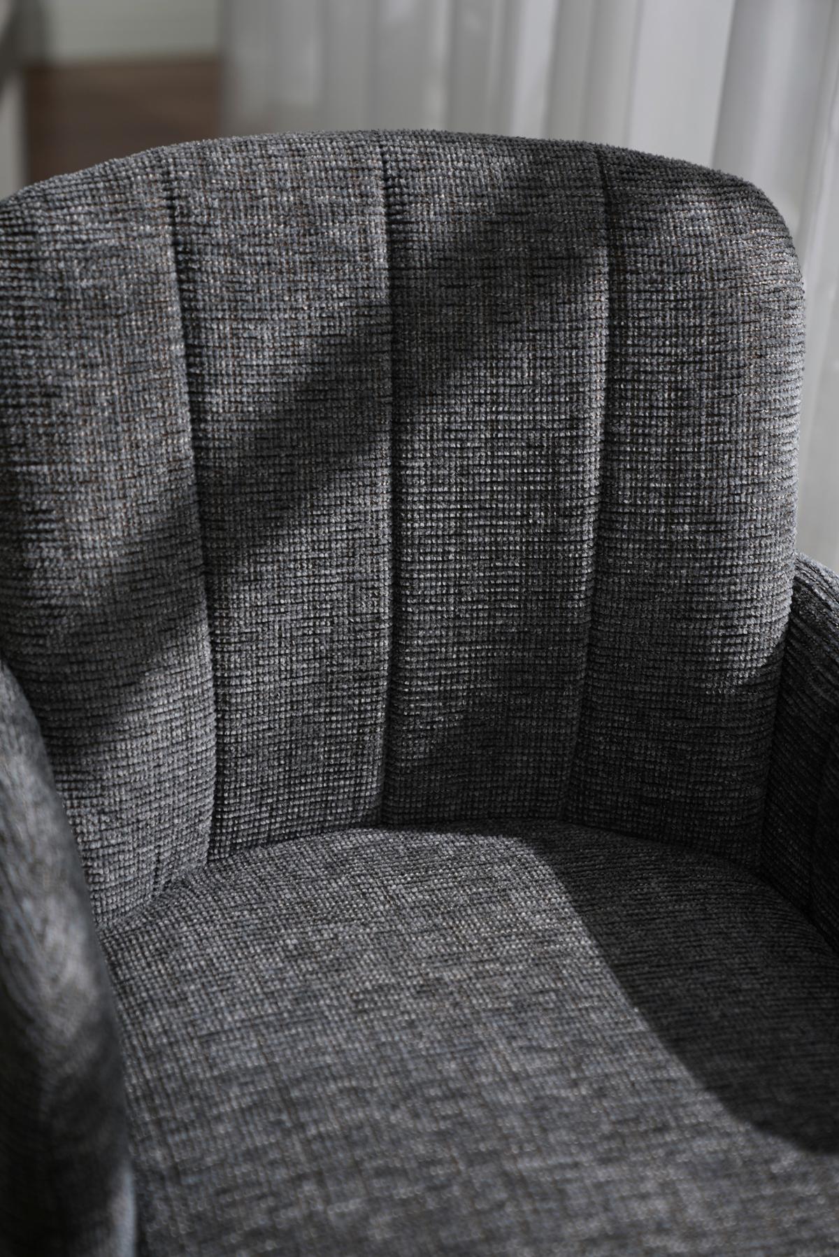 Armlehnstuhl Allison Leinenoptik Grau, B: 58 Cm - Dunkelgrau/Schwarz, LIFESTYLE, Holz/Textil (58/86/64cm) - Livetastic