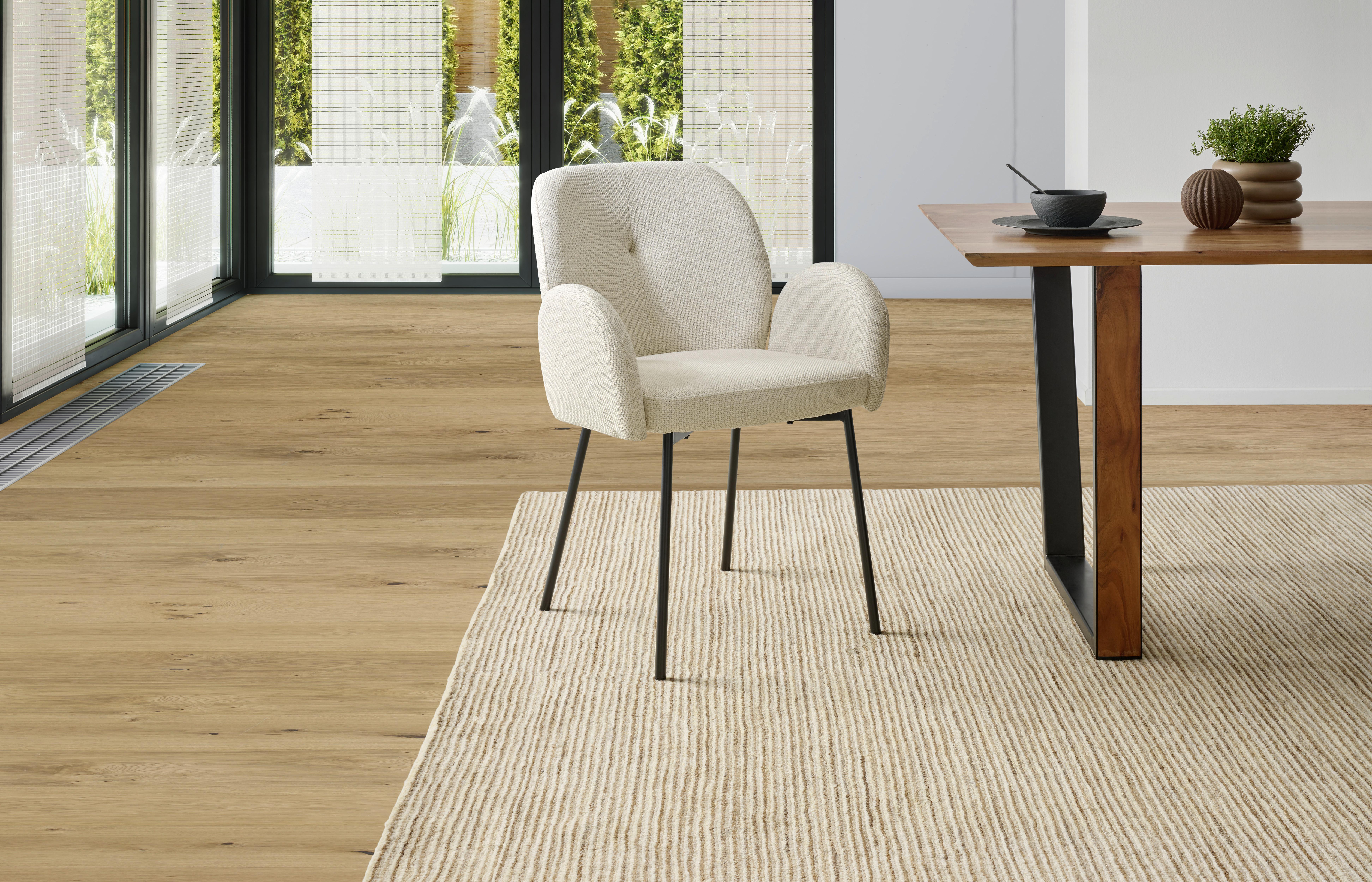 Armlehnstuhl Pauline Leinenoptik Beige, B: 62 cm - Beige/Schwarz, KONVENTIONELL, Holz/Textil (62/85/64cm) - MID.YOU