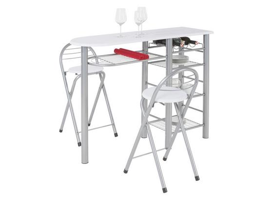 Bár Szett Stams - ezüst színű/fehér, konvencionális, üveg/fém (120/88/40cm) Bár Szett Stams - ezüst színű/fehér, konvencionális, üveg/fém (120/88/40cm)