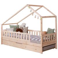 Hausbett Lou Naturfarben B: 90 Cm - Naturfarben/Weiß, MODERN, Holz/Textil (90/200cm) - MID.YOU