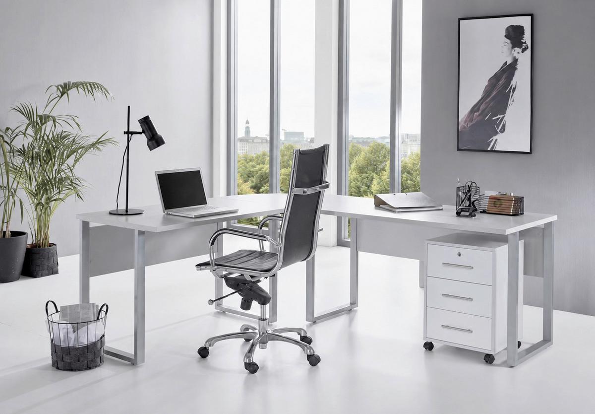 Rollcontainer Office Edition grau/Weiß B: 44 cm - Weiß/Grau, MODERN, Holzwerkstoff/Kunststoff (44/58/40cm) - MID.YOU