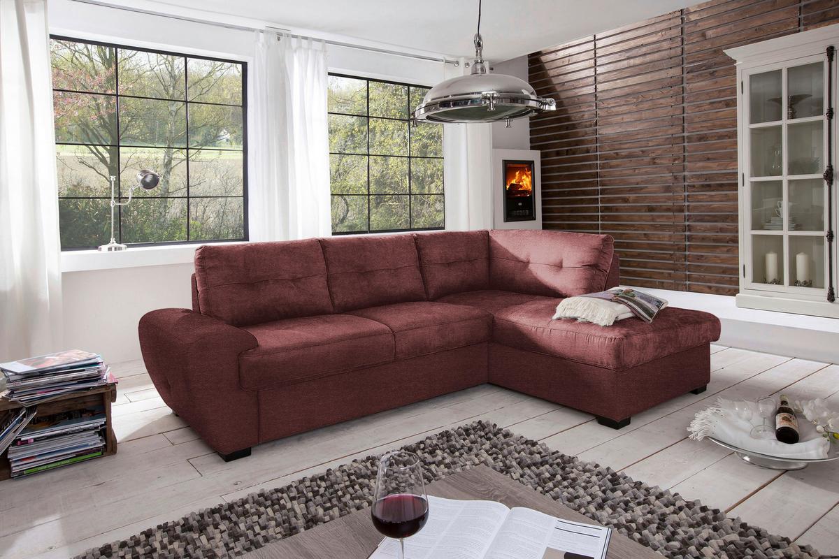 Sarokgarnitúra "burner" Burner - borvörös, Modern, textil (244/88/174cm)