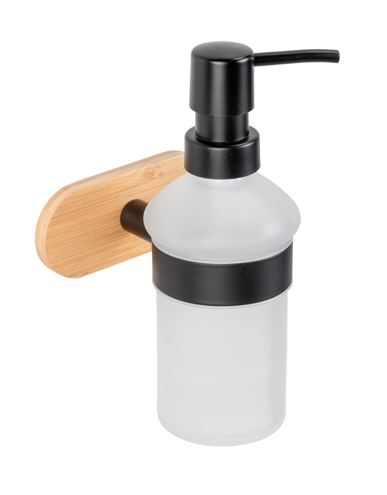 Dávkovač mýdla OREA BAMBOO - SB - - černá/přírodní barvy, Moderní, kov/dřevo (10/18/11cm) - Mömax